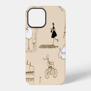 Funda Para iPhone 12 Diseño de patrón chic francés rosa.