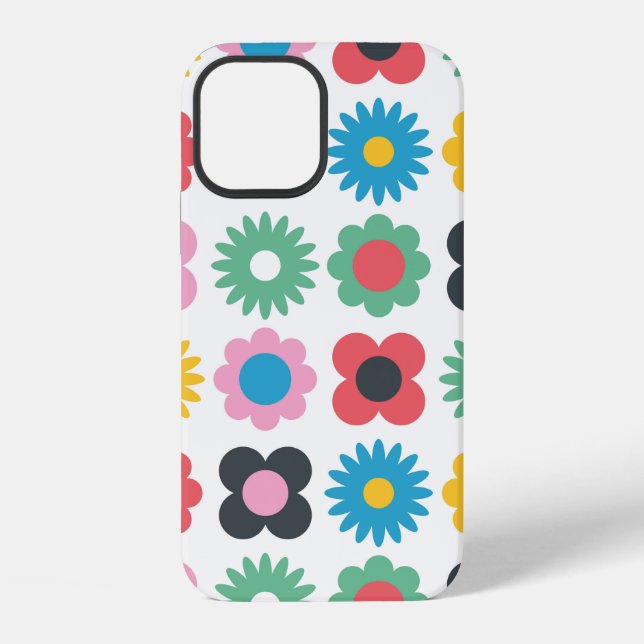 Funda Para iPhone Diseño de patrón continuo de flores sencillas. Esc (Reverso )