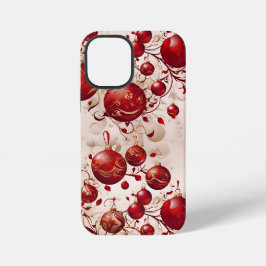 Funda Para iPhone 12 Mini Diseño de patrón de adornos navideños rojos