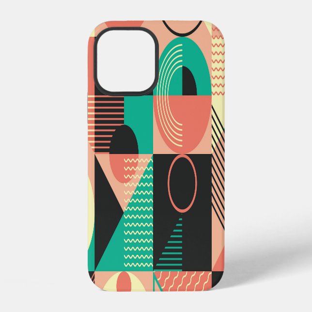 Funda Para iPhone Diseño de patrones geométricos retro (Reverso )