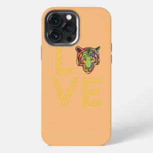 Funda Para iPhone 13 Pro Max Diseño de rayas de cara de tigre colorido exótico