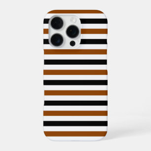 Funda Para iPhone 16 Pro Diseño de rayas marrones negras y blancas
