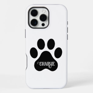 Funda Para iPhone 16 Pro Max Diseño de silueta de nombre de pata de perro