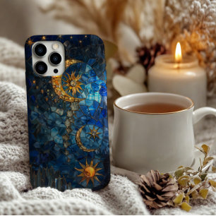 Funda Para iPhone 11Pro Max Diseño de sol y luna de vidrio manchado