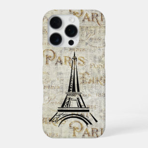Funda Para iPhone 16 Pro Diseño de tarjeta postal antigua Torre Eiffel Parí