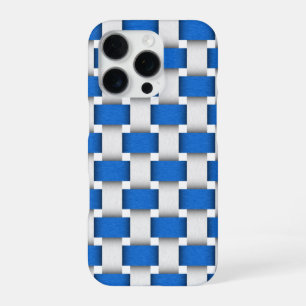 Funda Para iPhone 16 Pro Diseño de tela tejida azul y blanca para silla de 