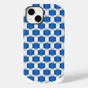 Funda Para iPhone 14 Diseño de tela tejida azul y blanca para silla de