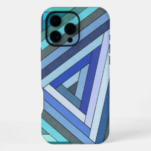Funda Para iPhone 16 Pro Max Diseño de triángulo geométrico azul pintado a mano