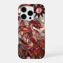 Funda Para iPhone 16 Pro Diseño de vidrio falso teñido de Dragón Rojo