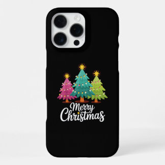 Funda Para iPhone 16 Pro Max Diseño Divertido de Árbol de Navidad Colorido Feli