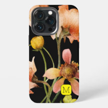 diseño femenino elegante inicial Flores negras