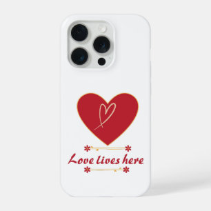 Diseño floral de corazón rojo – “El amor vive aquí