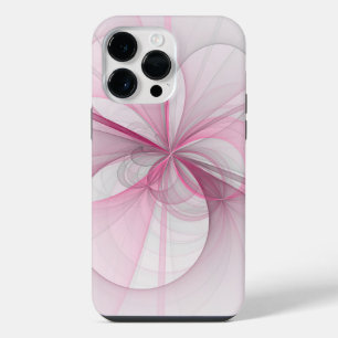 Funda Para iPhone 14 Pro Max Diseño fractal gris rosa claro abstracto moderno