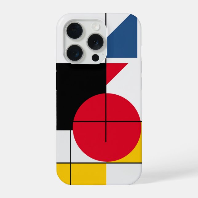 Funda Para iPhone Diseño geométrico abstracto de círculo rojo Bauhau (Reverso )