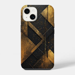 Funda Para iPhone 14 Diseño Geométrico de Oro Negro