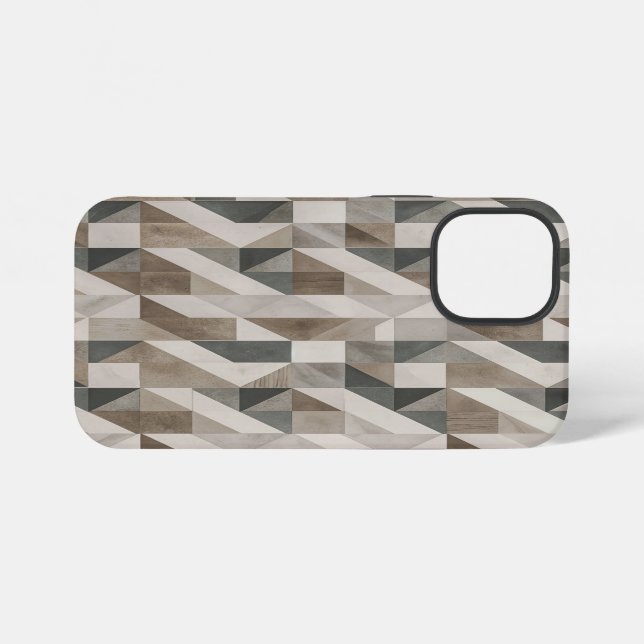 Funda Para iPhone Diseño geométrico moderno - Beige neutro y gris (Reverso Horizontal)