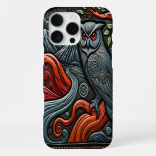 Funda Para iPhone 16 Pro Max Diseño Intrincado de Búho Muestra Artística en la