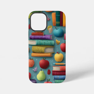 Funda Para iPhone 12 Mini Diseño juguetón de regreso a clases con libros y m