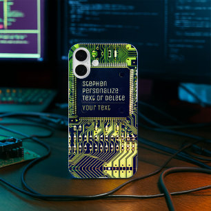 Funda Para iPhone 16 Plus Diseño moderno de placa de circuito impreso Agrega