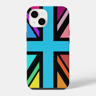 Funda Para iPhone 14 Diseño multicolor y negro de la Union Jack/Bandera