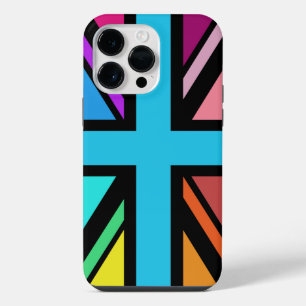 Funda Para iPhone 14 Pro Max Diseño multicolor y negro de la Union Jack/Bandera