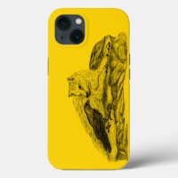 Diseño negro y amarillo de lobo y cuervo