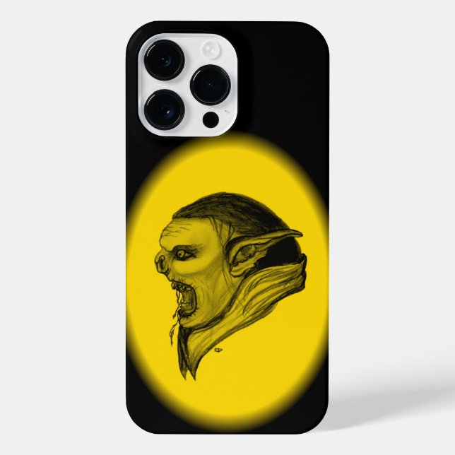 Funda Para iPhone Diseño negro y amarillo de Troll (Reverso)