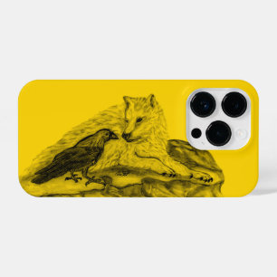 Funda Para iPhone 14 Pro Diseño negro y amarillo de Wolf y Raven
