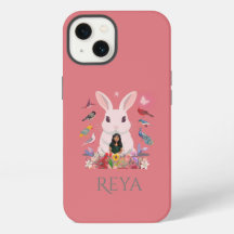 Diseño personalizado de conejos, flores y aves