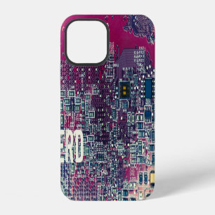 Funda Para iPhone 12 Diseño retro de placa de circuito rojo para nerds
