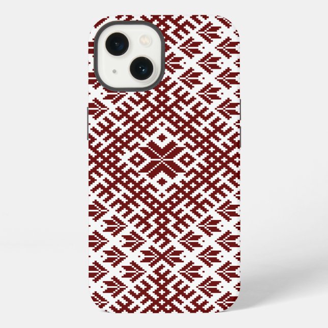 Funda Para iPhone diseño tradicional rojo letón (Reverso )