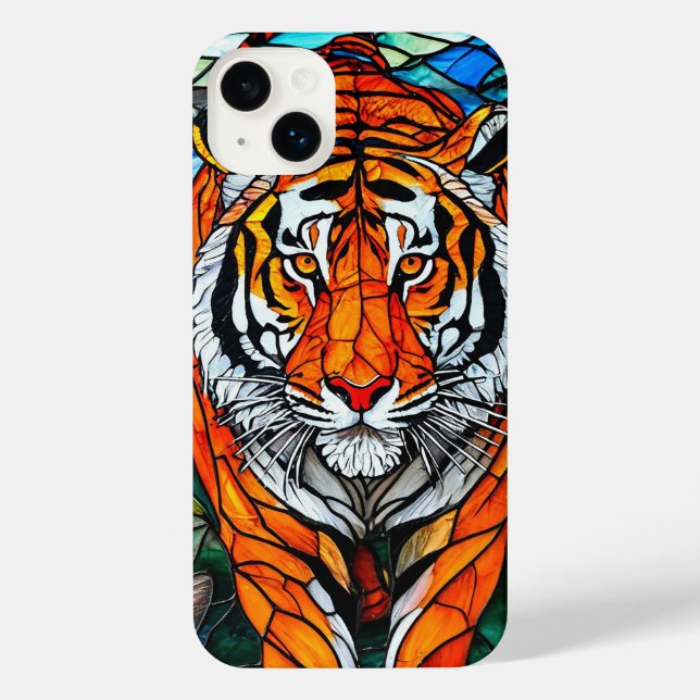 Funda Para iPhone Diseño Único de Vidrio Teñido Artístico Tigre (Reverso )