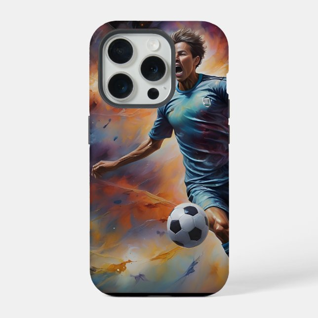 Funda Para iPhone Disparo de futbol de nebulosa espacial (Reverso )