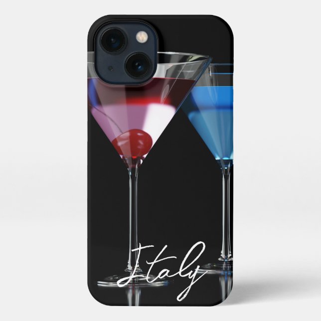 Funda Para iPhone Distintos cócteles con gafas de martini en negro (Reverso )