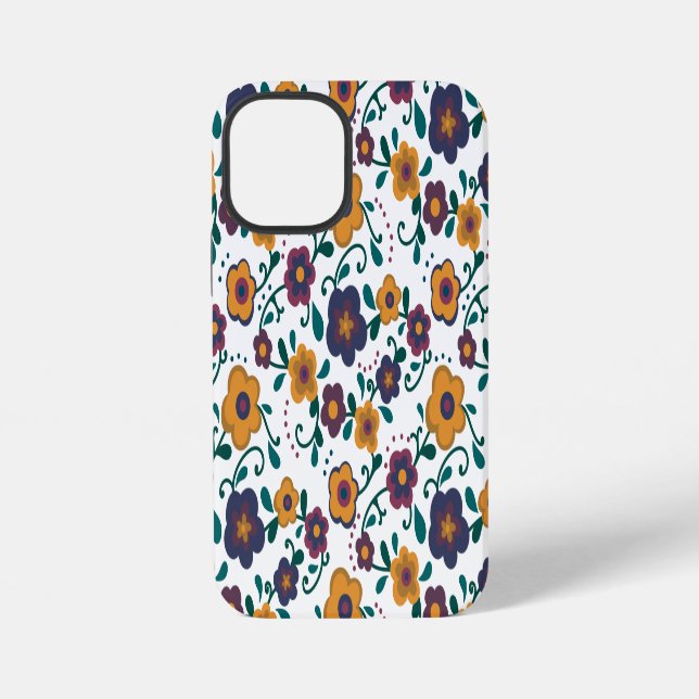 Funda Para iPhone Ditzy retro daisy de arte popular de los años 70 e (Reverso )