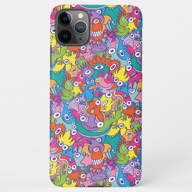 Funda Para iPhone Divertido desfile de monstruos al estilo de las ar (Reverso)