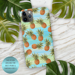 Funda Para iPhone 16 Pro Max Diviértete Piña Fruta Patrón Acuarela Arte Rayas