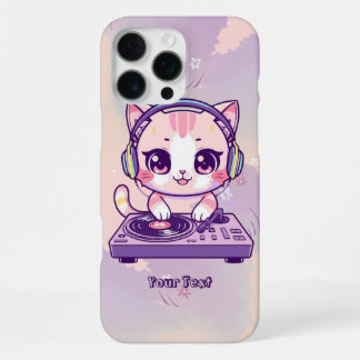 Funda Para iPhone 16 Pro Max DJ Gato Adorable Estilo Pastel Kawaii para Amantes