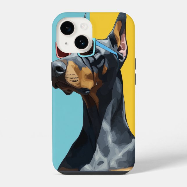 Funda Para iPhone Doberman genial con gafas de sol (Reverso )