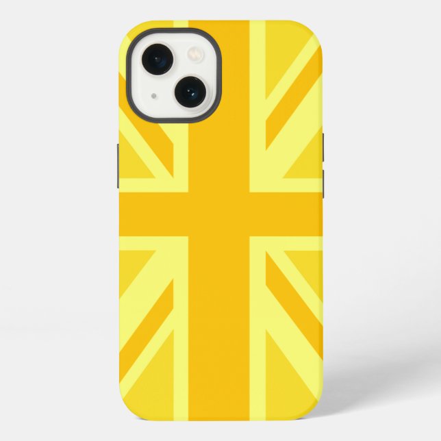 Funda Para iPhone Doble Union Jack Amarillo (Reverso )
