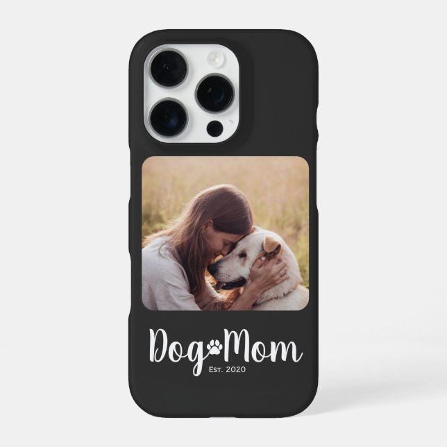 Funda Para iPhone Dog Mom Established Script Photo (Reverso)