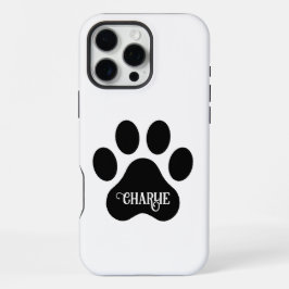 Funda Para iPhone 16 Pro Max Dog Paw Name Silhouette Design