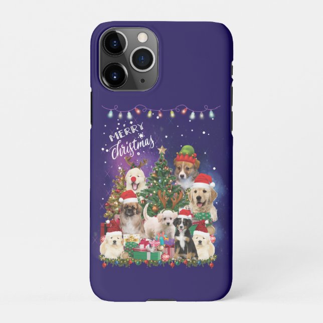 Funda Para iPhone Dogs Feliz Navidad (Reverso)