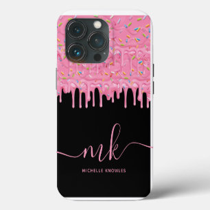 Funda Para iPhone 13 Pro Dona Glaseado con Monograma y Nombre Personalizado