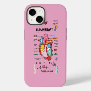 Funda Para iPhone 14 Doodle de Anatomía del Corazón Humano para Estudia