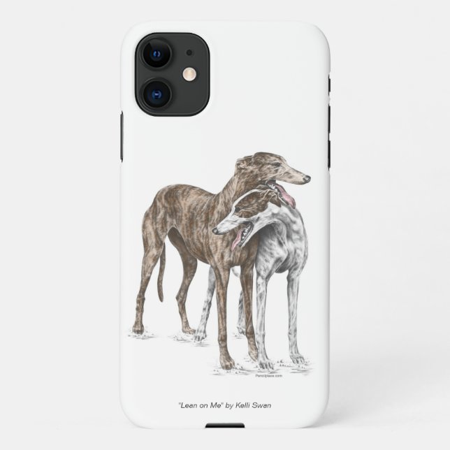 Funda Para iPhone Dos Greyhound Friends Dog Art (Reverso)