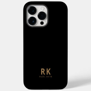 Funda Para iPhone 14 Pro Max Dos Monogramas Negros y Dorados Minimalistas Moder