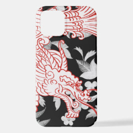 Funda Para iPhone 12 Dragón Asiático - Blanco sobre el estuche para iPh