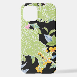 Funda Para iPhone 12 Dragón asiático - pastel floral de color verde lim
