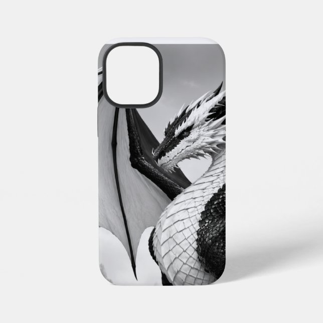 Funda Para iPhone Dragón blanco y negro (Reverso )